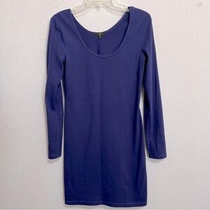 g 21 Indigo Blue Purple Long Sleeve Scoop Neckline Jersey Knit Fitted Dress L
